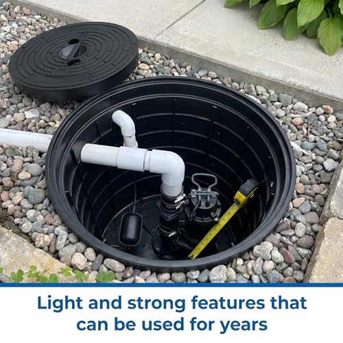 Image of 13 x 10.2 x 15 Inch Medium Perforated Sump Pump Basin and Lid Combo, Heavy-Duty Plastic Sump Pump Pit for Kitchen Sinks, Crawl Space, Sewage Pump Wells Residential Drainage Systems