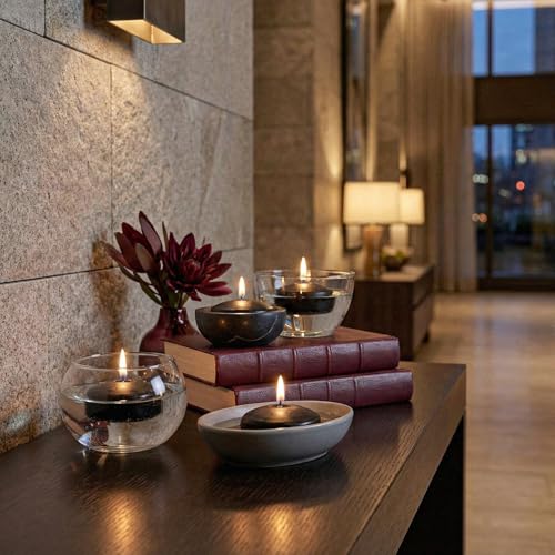 Image of Floating Candles 3 inch Black Unscented Dripless Wax Discs | Made in USA Long Burning Floating Candles for Centerpieces 8-10 Hour Burn Time, Weddings, Parties, Home Decor & Holidays - Royal Imports