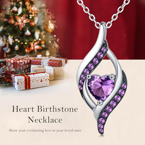 KiiKii Birthday Gifts for Women Birthstone Necklace Platinum Plated 925 Sterling Silver Forever Love Heart Pendant Meaningful Jewelry Gifts for Wife Mom3