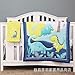 JHLCARPET Crib Quilt with Dinosaur Theme, Blue and Yellow Baby Bedding Set Comforter