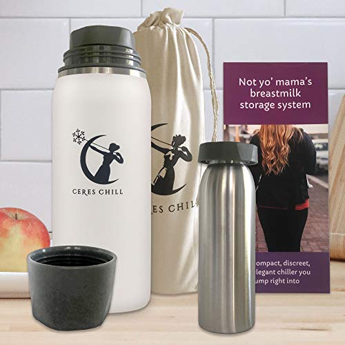 Breastmilk Chiller Reusable Storage Container by CERES CHILL | Cooler - Keeps Milk at Safe temperatures for 20+ Hours | Bottle Connects w/Major Pumps, 12 to 34oz (1 Chiller, Sky’s The Limit Blue) - Thumbnail 2