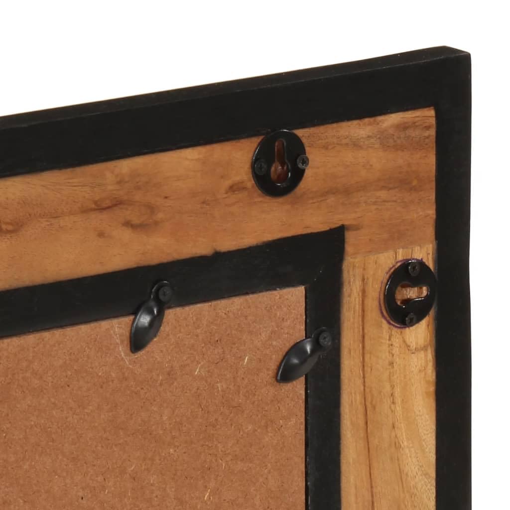 Akazienholz Spiegel 60x55 cm Wandmontage | Rechteckiger Badspiegel, Klares Glas, Für Make-up und Rasur, Platzsparend