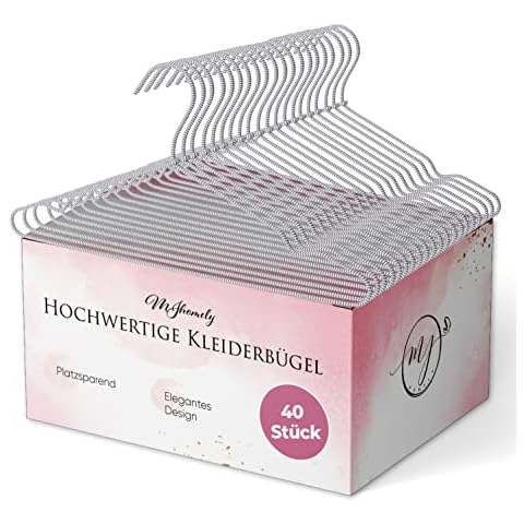 Hochwertige Kleiderbügel im 40er Set - rutschfest, belastbar & dennoch leicht mit elegantem Textilüberzug in Grau - Platzsparend & Stabil Cover