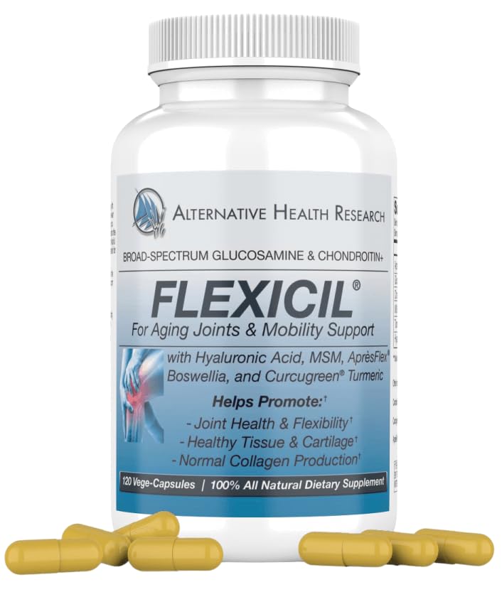 Image of Flexicil Advanced Joint Mobility & Support | Glucosamine, Chondroitin, MSM, Hyaluronic Acid, Turmeric, Boswellia | Broad-Spectrum Bio-Enhanced Ingredients | 120 Vege-Capsules | 30-Day Supply