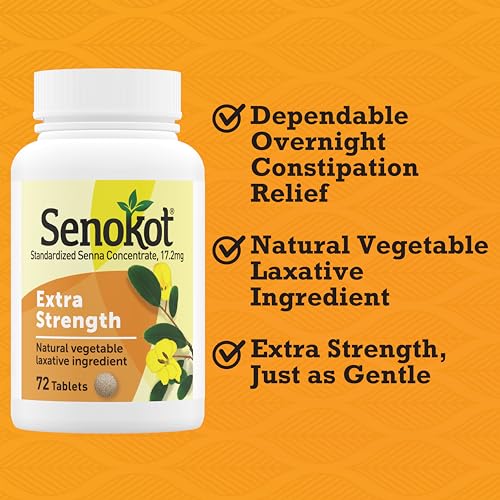 Image of Senokot Extra Strength Natural Vegetable Laxative for Gentle Overnight Relief Occasional Constipation, 72 Count