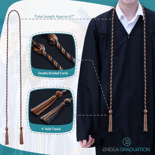 Image of Endea Graduation Single Honor Cord Three-Color (Navy Blue /Orange /Silver)