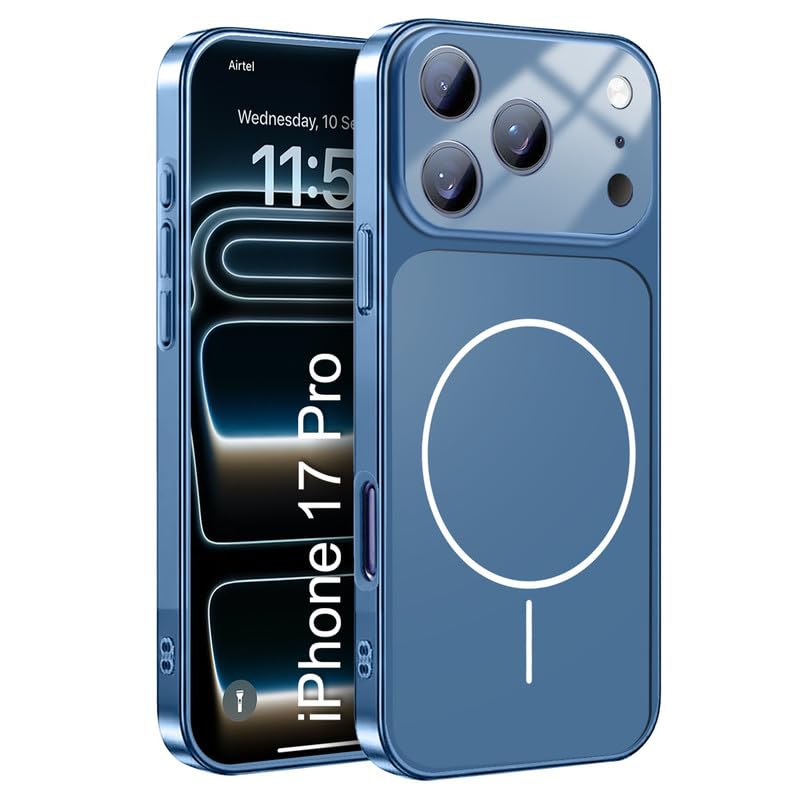 Image of LuxuryKase Converter Case for iPhone 17 Pro | Premium Protective MagSafe Cover | iPhone 17 Pro Series Style Design | in Built Camera Guard | Wireless Charging Compatible - Blue