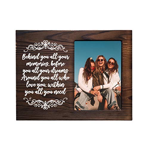 MayAvenue Inspirational Gifts Wooden Photo Frame - Behind You, All Your Memories Picture Frame for Women Friend Sister Girls Birthday Graduation