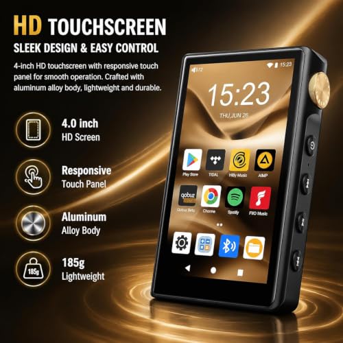 Image of HiFi MP3 Player with Bluetooth, 96GB Lossless HiFi Audio Player, DSD256 /FLAC /ALAC Lossless Format Support, Built-in 64GB Memory, Expandable Up to 512GB