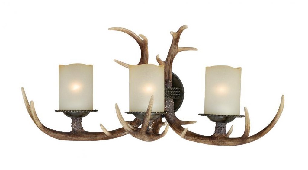 Yoho 3 Light Bronze Rustic Antler Bathroom Vanity Fixture