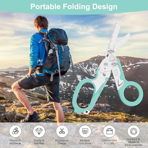 Image of 6-in-1 Heavy-Duty Emergency trauma shears|Folding Emergency Shears| | Multifunctional Life-Saving Tool|Suitable for Emergency Rescue|Outdoor Exploration|DIY Construction and Maintenance|