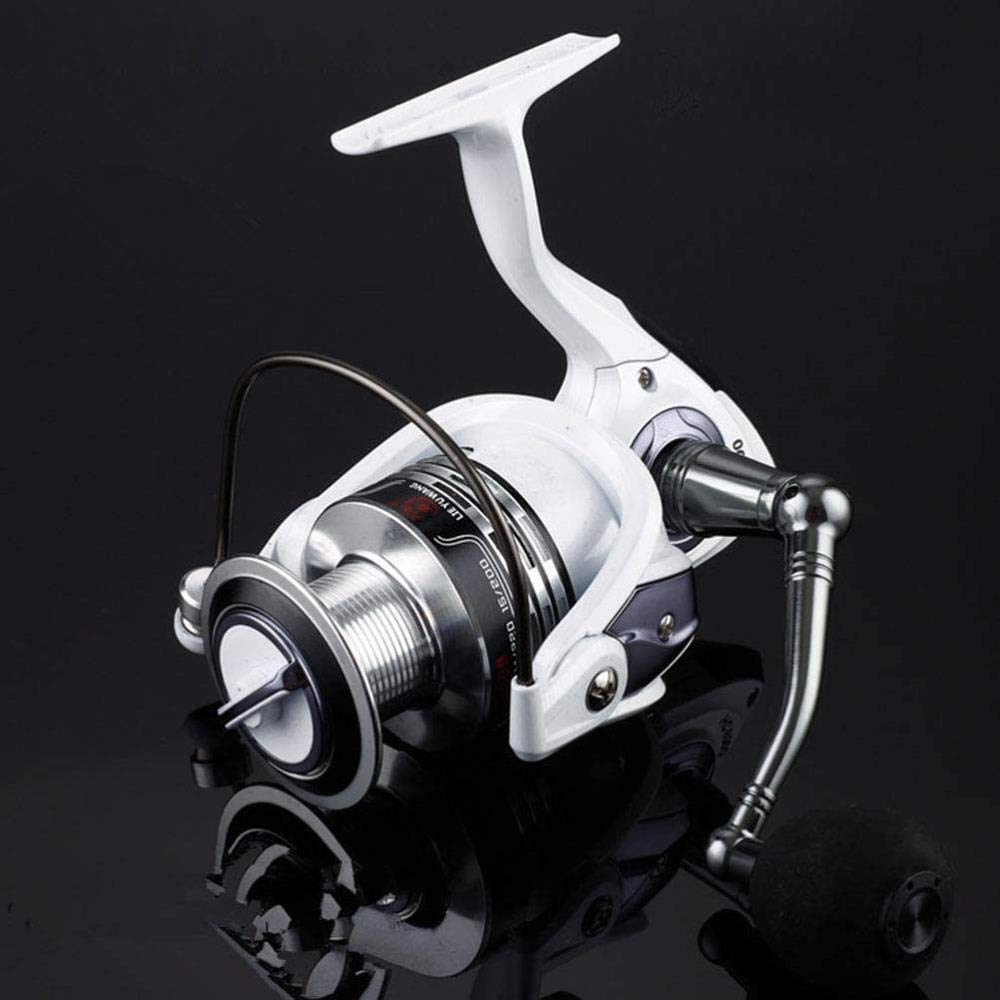 Kołowrotki Stała Szpula Kołowrotek Wędkarski Idealny do pływaka jeziora lub rzeki lub księgi Wędkarstwo Polowanie Rybak Metalowe Kołowrotek Wędkarski Sprzęt wędkarski (kolor: 6000)