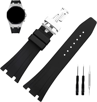 Rubber 26MM Watch Bands Compatible Fit for Audemars Piguet AP Royal Oak Offshore 15703Womens style 15400 15202 26331 Silicone Strap Wirstband for Men and Women Waterproof Bracelet Watch accessories