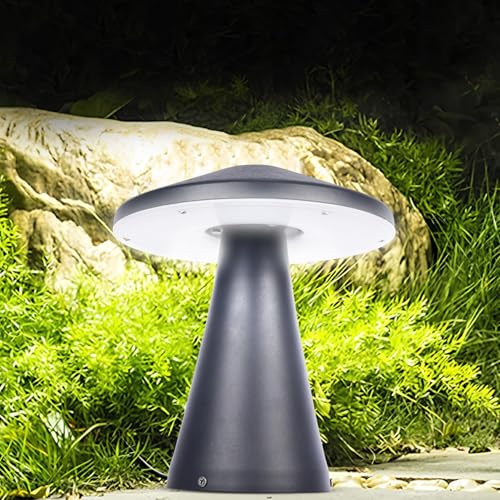 Image of JACKAL Modern LED Garden Path Light, 12 Watt Conical Outdoor Landscape Lamp, Dark Gray Aluminum, Waterproof Pathway Lighting for Yard, Patio, Lawn with 1 Year Warranty