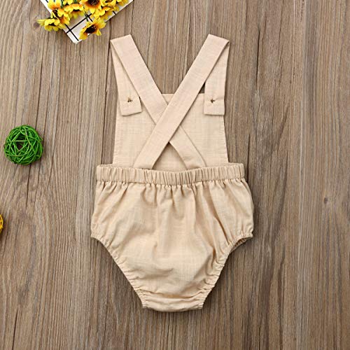 Newborn Baby Summer Romper Unisex Solid Color Button Jumpsuit Sleeveless Backless Overalls Outfits 1Pcs3