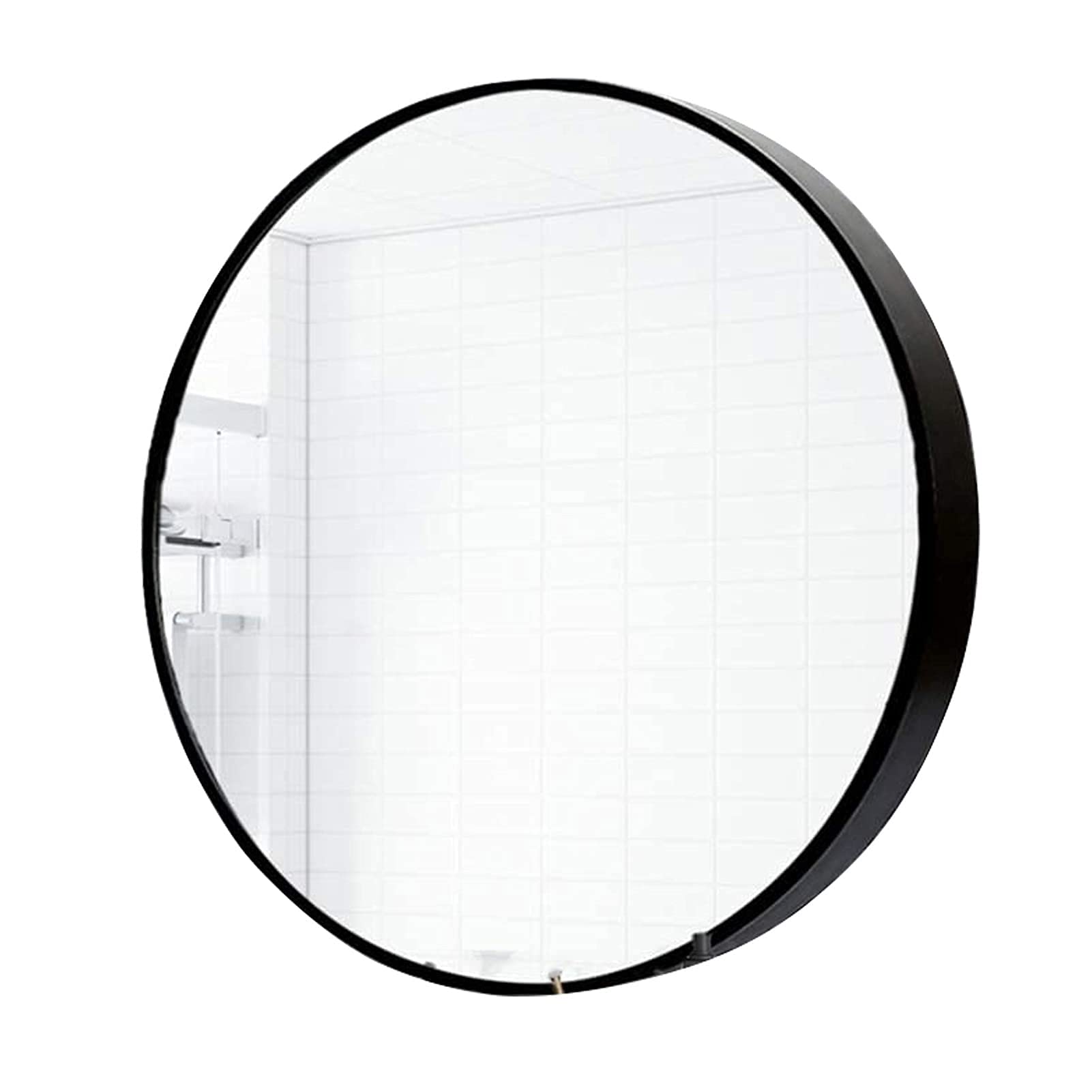 TYUHDUYUR Large Round Wall Mounted Mirror for Bathroom | Cicular Wall Mirror | Decorative Mirrors for Wall | Vanity Shaving Make up Mirrors Living Room Entryway Bedroom Black Home D