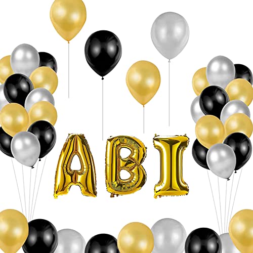 ABI Folienballon Girlande,Abitur Deko Luftballons,Ballons Gold Buchstabe, Balons Abschluss, Deko set für die Abi-Feier/Schul Abschluss/Dekoration Aula (gold) Cover