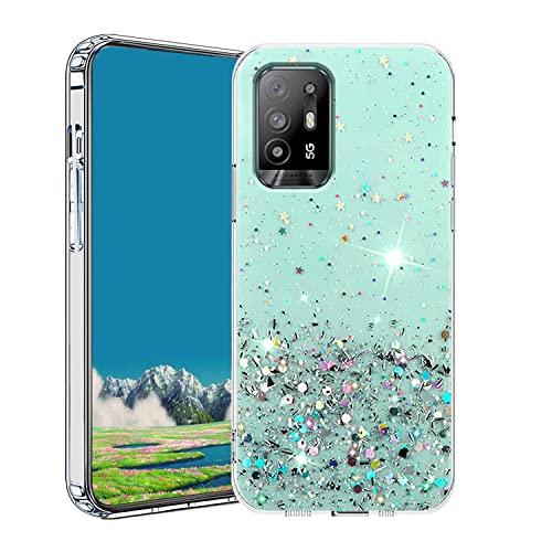 Compatibile con Cover Oppo A94 5G Glitter Trasparente Custodia Oppo A94 5G Sottile Brillantini Case Grün silicone