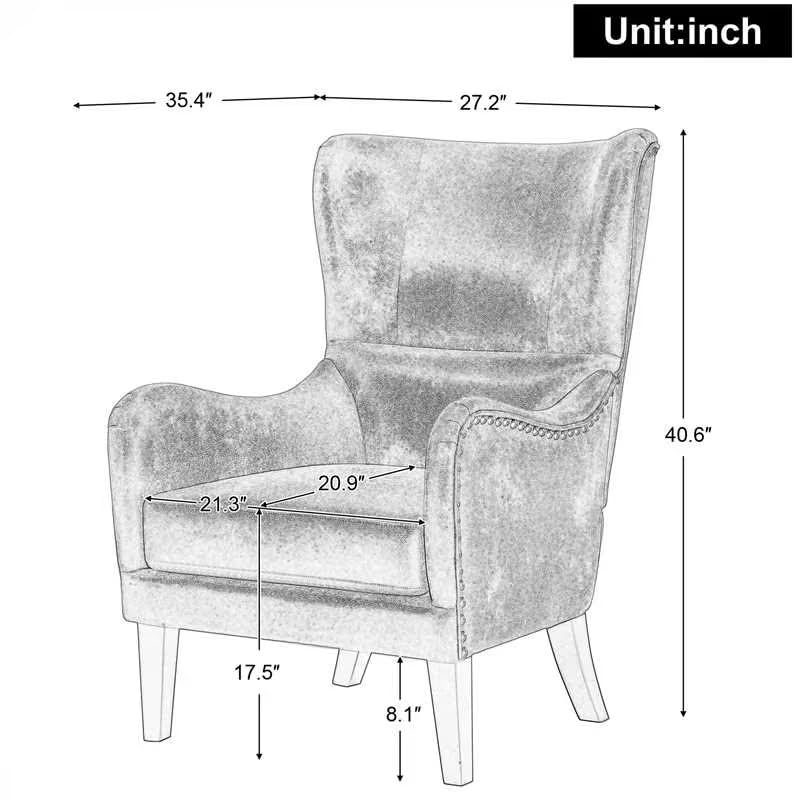 Sillón Alto Respaldar con Tachuelas Marrón miniatura 2