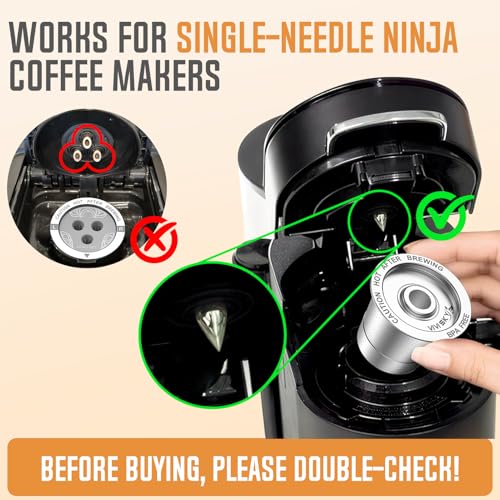 Image of VIVI SKY Reusable K Cups for Ninja: Stainless Steel Coffee Pods Fits 1-Hole Ninja Coffee Makers CFP101 & PB051 /PB051ST - Also Fits Keurig 1.0 Not K 2.0 /Rich Brew No-Grit /No-Plastic /Washer Safe(2 Pack)