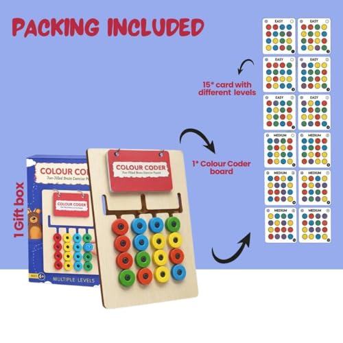 Image of Mashes Kids Montessori Slide Puzzle I Color & Pattern Matching Learning Toys for Kids 4-8 Years I Birthday Gift for Boys & Girls I Educational Activity I Travel Friendly I Wooden Puzzle