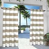 Exclusive Home Cabana Stripe Indoor/Outdoor Light Filtering Grommet Top Curtain Panel, 54