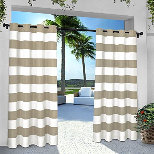 Exclusive Home Cabana Stripe Indoor/Outdoor Light Filtering Grommet Top Curtain Panel, 54