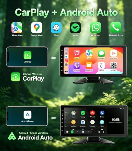 Image of 5-Channel GPS Navigation Car Stereo with Carplay 11-Inch Split 128GB 1080P Backup Camera Monitor & Built-in DVR for RV Truck Trailer Rear Side Front Reversing View Wired System Waterproof