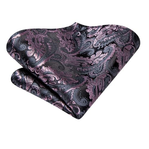 Image of Hi-Tie Silk Ascot for Men Self Tie Men's Cravat and Flower Lapel Pin Handkerchief Cufflinks Set for Wedding Party
