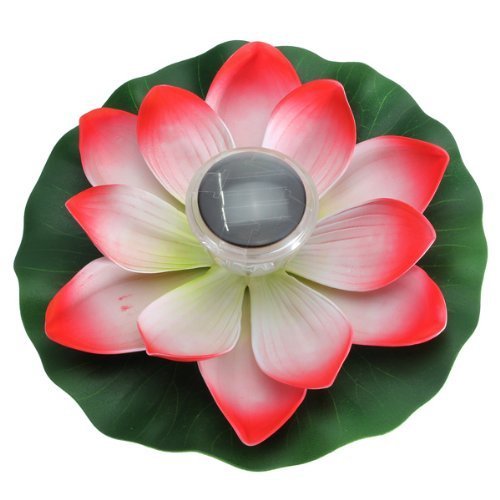 FEIFEIER Solar Powered Multi-Colored LED Pink Lotus Flower Decor Lamp RGB Water Resistant Pond Garden Lights