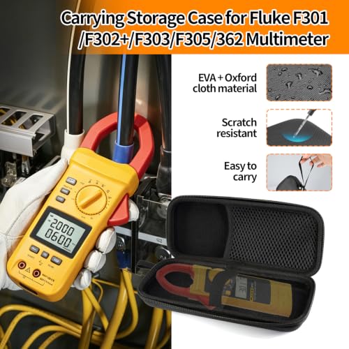 Image of EVA Hard Shell Storage Bag Carrying Case for Fluke F301 /F302+ /F303 /F305 /362 Multimeter Testers Case Bag (Black)