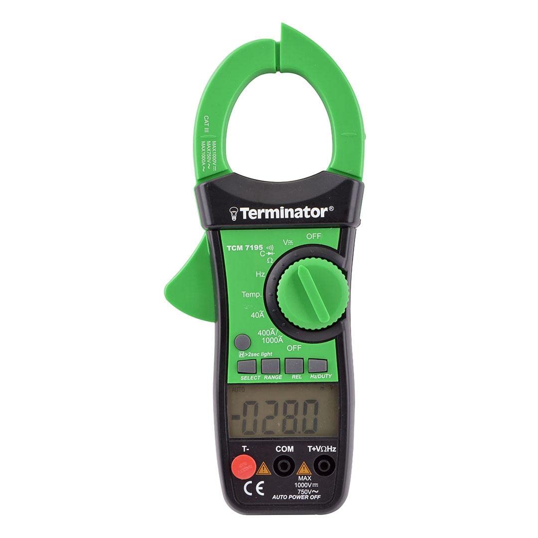 Terminator TCM 7195 dual digital display clamp meter AC Current 1000 A with Auto Power Off, Backlight, Continuity, and Diode Test