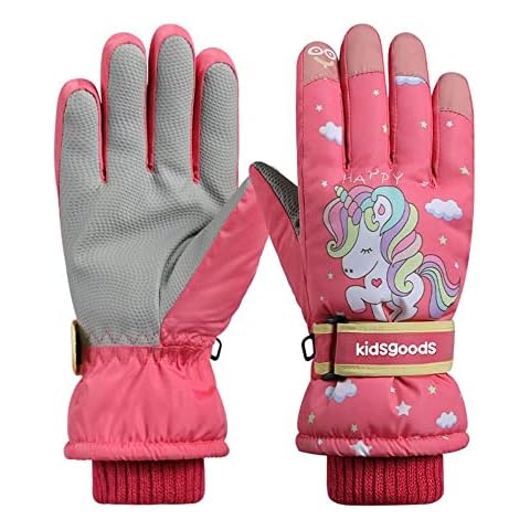 Children's Ski Gloves, Warm and Windproof Waterproof Winter Gloves with Velcro Fastening for 6-10 Years Boys, Girls, Running, Skiing, Hiking, Cycling, Riding, Snowboarding Winter Mittens Cover