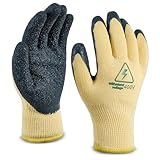 Calectol 400V High Voltage Resistant Gloves Insulated Electrician Gloves, Flame Retardant Work Gloves, Electrical Rubber Non-slip Texture for Electricians Prevent Shock Dip Molded Protection