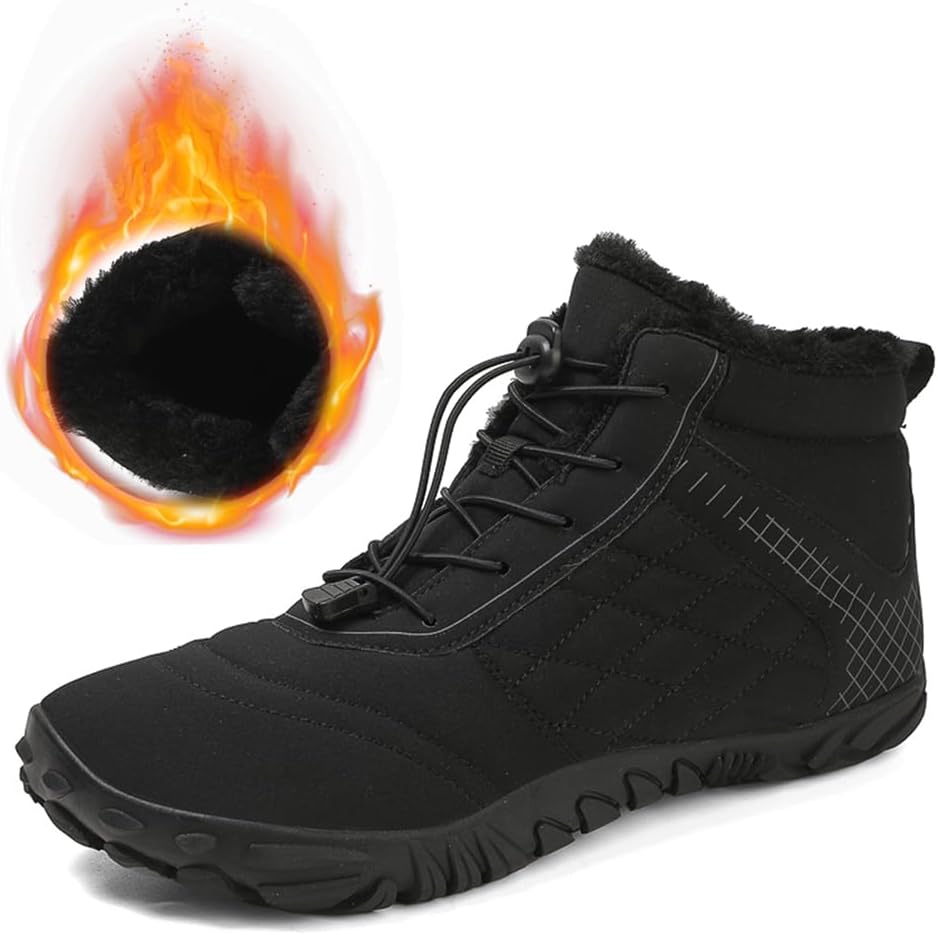 Winter Footwear Barefoot Shoes Women Men Zero Drop Barefoot Hiking Boots Slip On Warm Waterproof Snow Boot Minimalist Wide Toe Ankle Booties Five Finger Hike Shoes Outdoor
