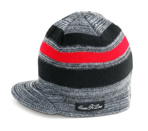 Born to Love Boy's Stripe Beanie Gray L