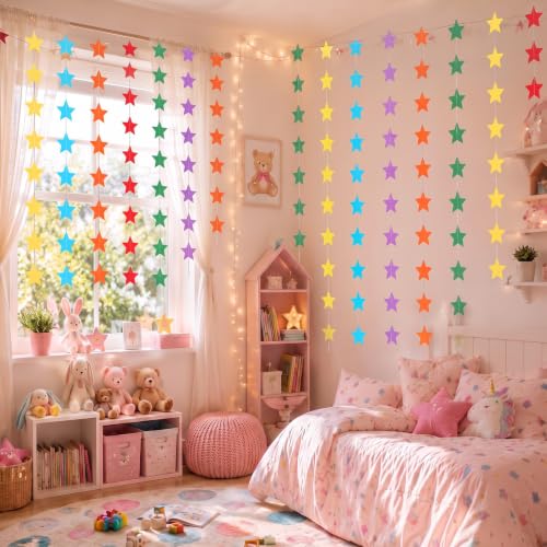 Image of Patelai Star Garland, Rainbow, 78 Feet