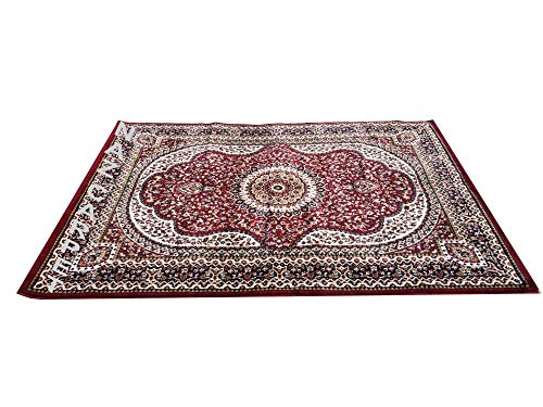 Image of Kashmiri Traditional Woollen Carpet with Advanced 1 Inch Thickness & Classical Look 180x275cm (6x9 Feet) Color Maroon