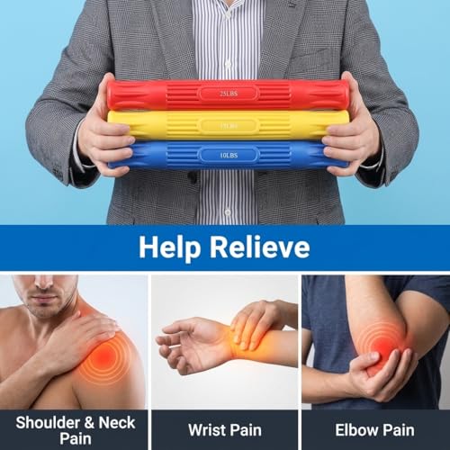 Image of Proberos 3Pack Hand Strength Trainer Bars, 31cm Power Twister Bar, Forearm Flexer Flexbar for Tennis Elbow, Golfers Elbow Pain Relief, Injury Rehab, Fitness & Travel Use