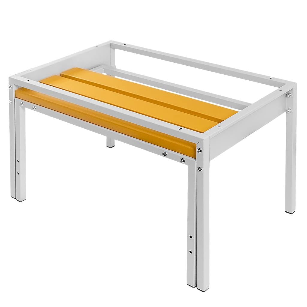 MEGA-M Podstawa do szafki BHP 80 z wysuwaną ławeczką WPC | metalowy stelaż, siedzisko chowane pod szafkę, 80 × 80 × 43 cm, do szatni i pomieszczeń socjalnych