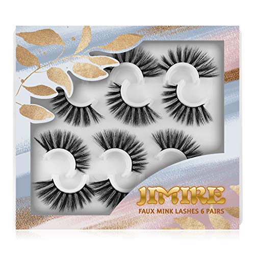 JIMIRE Full False Eyelashes Dramatic Volume 5D Lashes Pack 6 Pairs