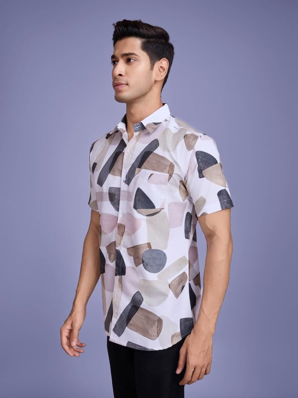 Image of Pinkmint Stylish Shirt for Men ll Printed Half Sleeve Shirt's ll Regular Fit Chest Pocket Shirt