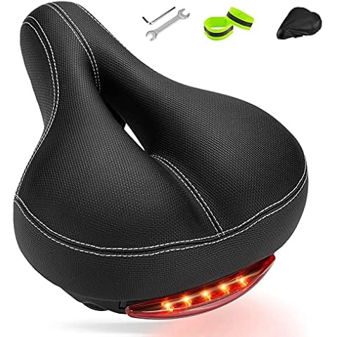 IPSXP Sillín de Bicicleta Urbana con Luz Trasera Antiprostatico Cómodo y Transpirable Cover