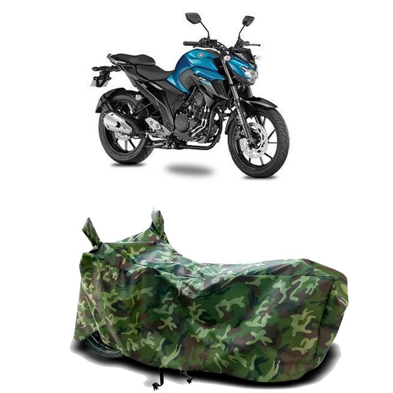 Image of DUFFEL-100% Heat Protection Two Wheeler Bike /Scooty Body Cover for Yamaha FZ 25 BS6 Water Resistance /UV-Rays /Birds Dropping /Scratchproof /Dust Proof /Waterproof[Green Jungle Print]