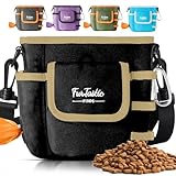 FurtasticFinds Dog Treat Pouch with Quick-Release Magnetic Closure, 3-Way Wear Treat Bags, 900D Waterproof Fabric, 4 Storage Spaces, Treat Pouch for Pet Training Walking (Black)