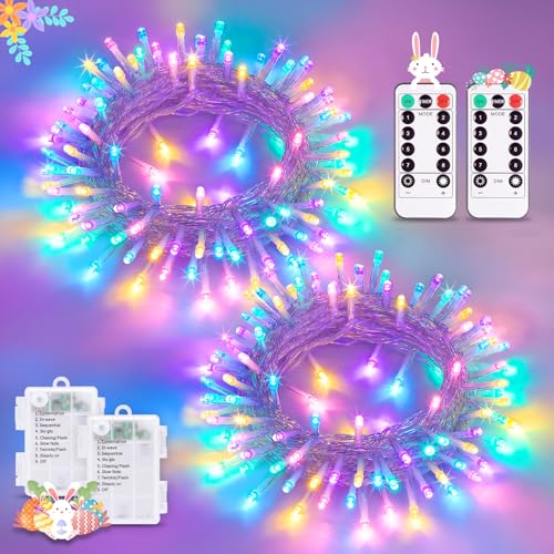 POTIVE Easter String Lights 66ft 200 LEDs 8 Modes 2-Pack