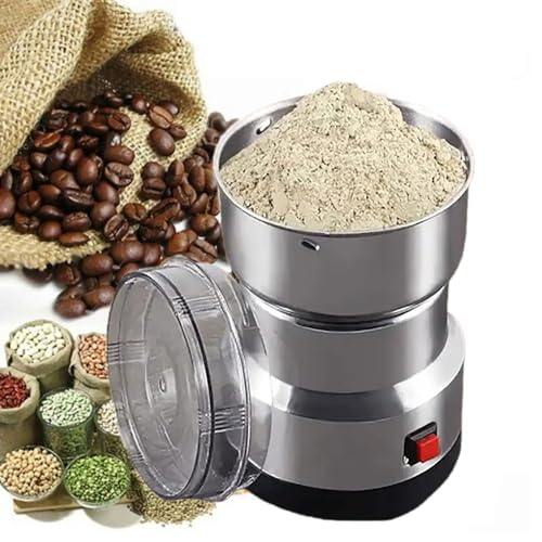 Electric Food Grinder, Stainless Steel Grain Mill Grinder, Multifunctional Bean Grinder, All Copper Motor, Fast Grinding, for Coffee Beans, Corn, Seasonings, Beans