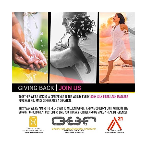 400X Pure Silk Fiber Lash Mascara [Ultra Black Volume and Length], Longer & Thicker Eyelashes. Waterproof, Long Lasting, Instant & Very Easy to Apply, Smudge-proof, Hypoallergenic