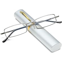 Hubeye Slim Pen Reading Glasses Ultralight Metal Portable Clip Case 1.00