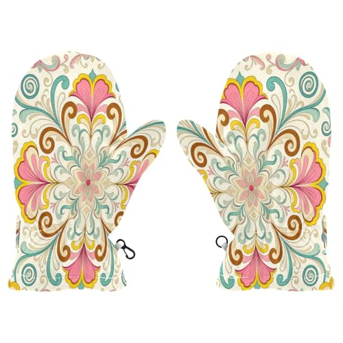 miaozhen Fashion Chinese Style Paisley Flower Pink and Blue cute winter mittens for baby 3 year old snow gloves guantes para el frio ni?os S